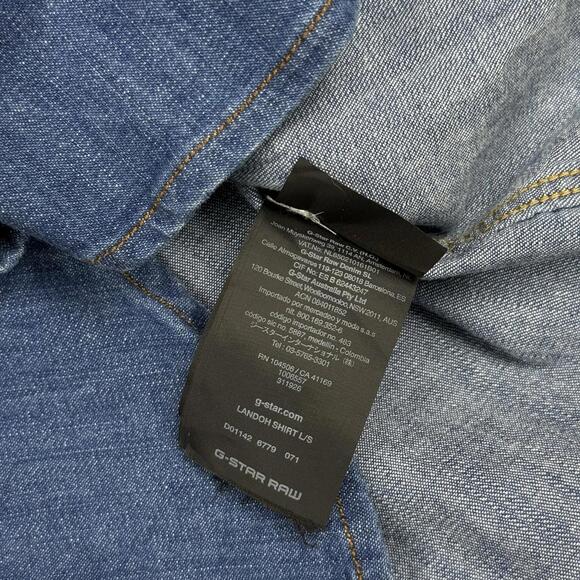 G-Star RAW Indigo Denim Shirt Men Sz Small Wash Button Up Workwear Retro Preppy - Picture 7 of 9